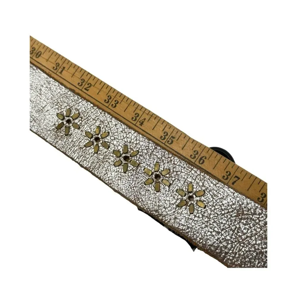 CORDERO neutral metallic leather belt embellished with jewel studs